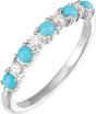 14K White Natural Turquoise & 1/8 CTW Natural Diamond Ring