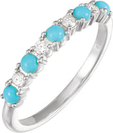Sterling Silver Natural Turquoise & 1/8 CTW Natural Diamond Ring