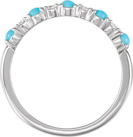 14K White Natural Turquoise & 1/8 CTW Natural Diamond Ring