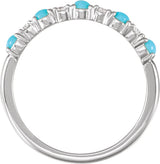 Sterling Silver Natural Turquoise & 1/8 CTW Natural Diamond Ring