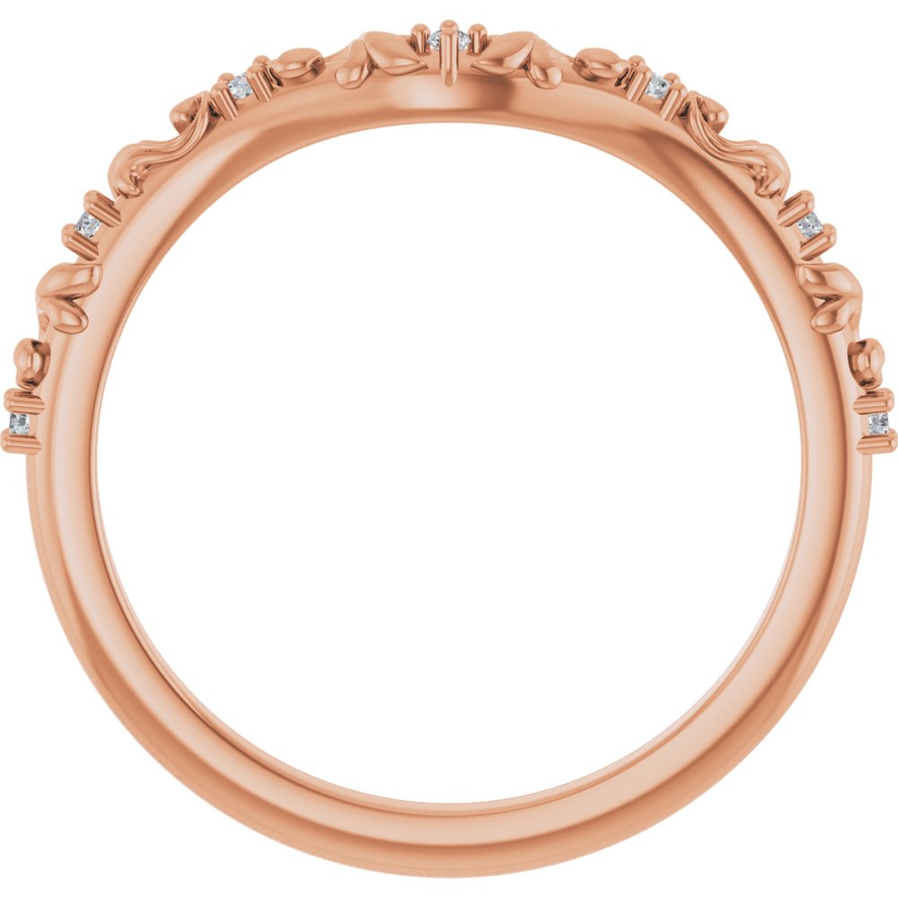 14K Rose .05 CTW Natural Diamond Vintage-Inspired Contour Band