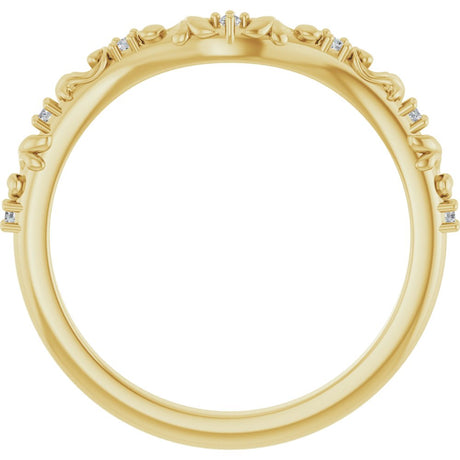 14K Yellow Gold .05 CTW Natural Diamond Vintage-Inspired Contour Band