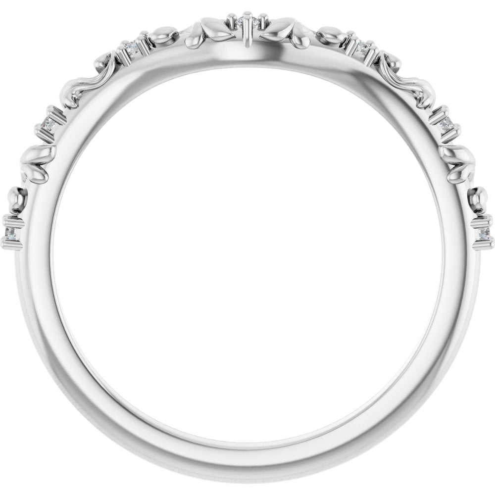 14K White .05 CTW Natural Diamond Vintage-Inspired Contour Band