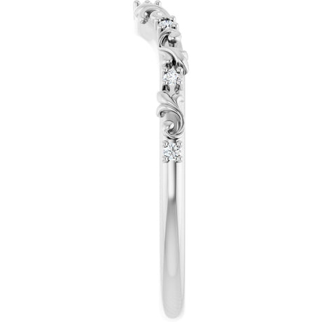 14K White Gold .05 CTW Natural Diamond Vintage-Inspired Contour Band