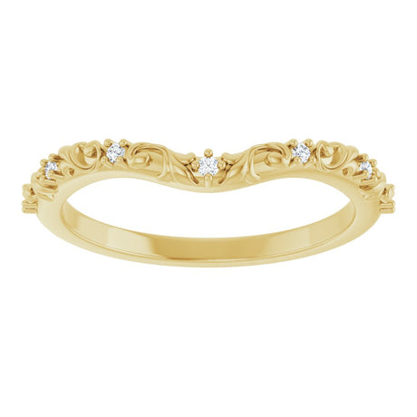 14K Yellow Gold .05 CTW Natural Diamond Vintage-Inspired Contour Band
