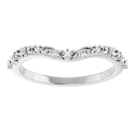 14K White Gold .05 CTW Natural Diamond Vintage-Inspired Contour Band