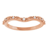 14K Rose .05 CTW Natural Diamond Vintage-Inspired Contour Band