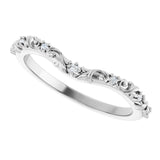 14K White .05 CTW Natural Diamond Vintage-Inspired Contour Band