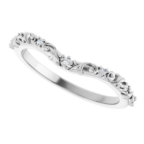 14K White Gold .05 CTW Natural Diamond Vintage-Inspired Contour Band