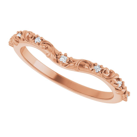 14K Rose Gold .05 CTW Natural Diamond Vintage-Inspired Contour Band