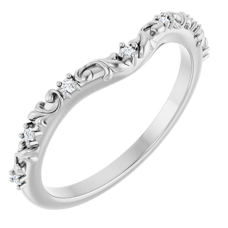 14K White Gold .05 CTW Natural Diamond Vintage-Inspired Contour Band