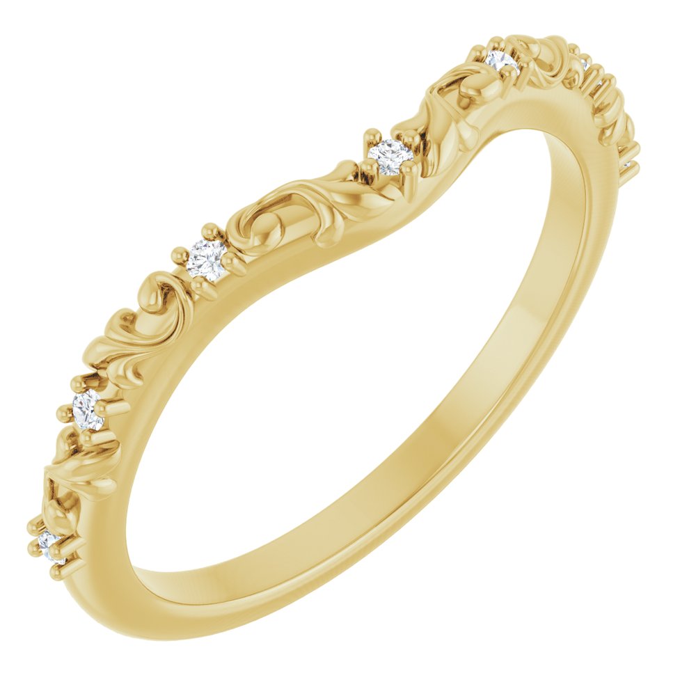 14K Yellow Gold .05 CTW Natural Diamond Vintage-Inspired Contour Band