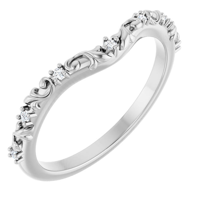 14K White Gold .05 CTW Natural Diamond Vintage-Inspired Contour Band
