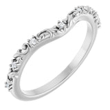 14K White .05 CTW Natural Diamond Vintage-Inspired Contour Band