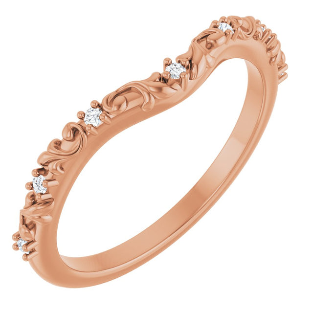 14K Rose .05 CTW Natural Diamond Vintage-Inspired Contour Band