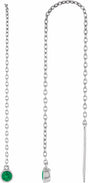 14K White Natural Emerald Chain Earrings