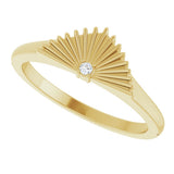 14K Yellow Gold .015 CT Natural Diamond Fan Ring