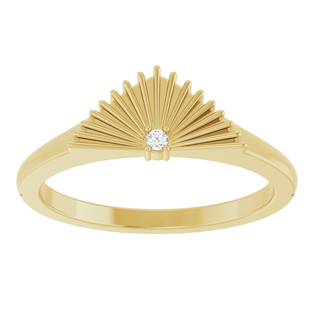 14K Yellow Gold .015 CT Natural Diamond Fan Ring
