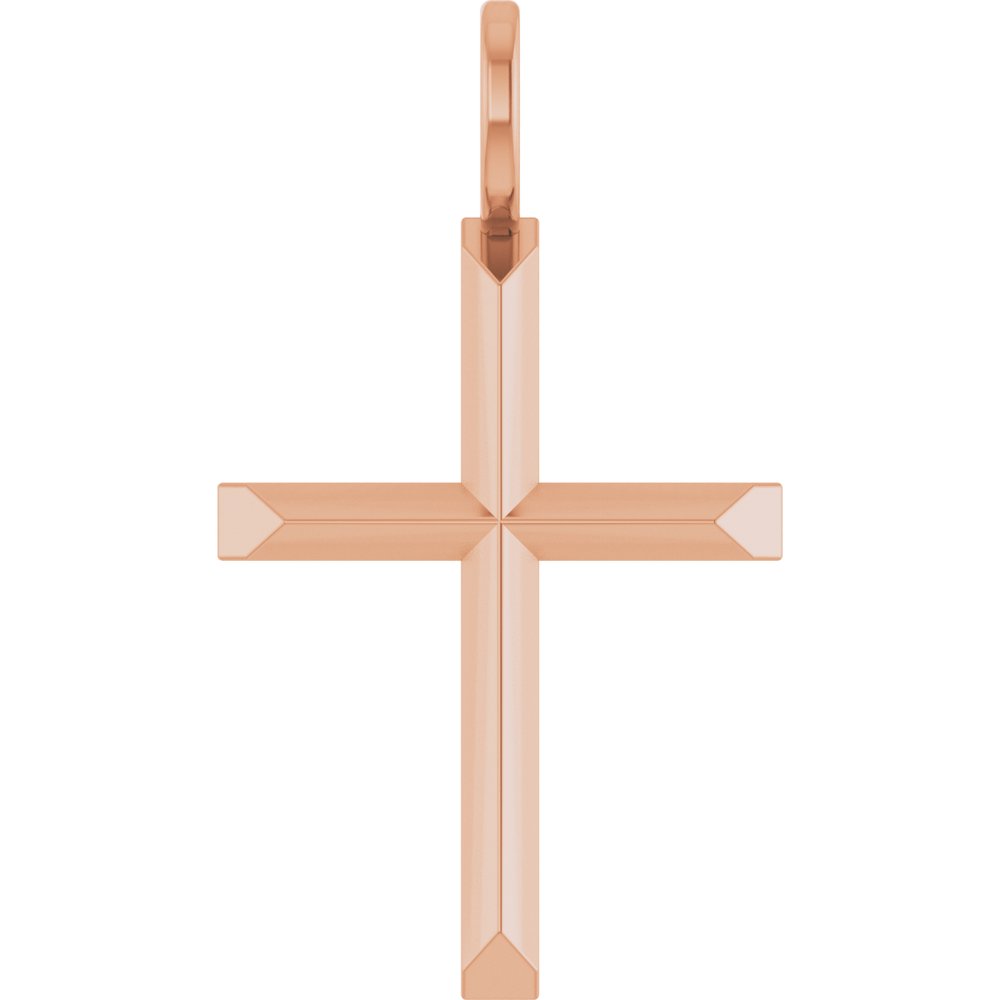 14K Rose Gold Knife-Edge Cross Charm/Pendant