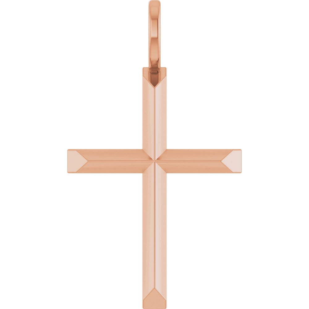 14K Rose Knife-Edge Cross Charm/Pendant