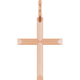 14K Rose Knife-Edge Cross Charm/Pendant