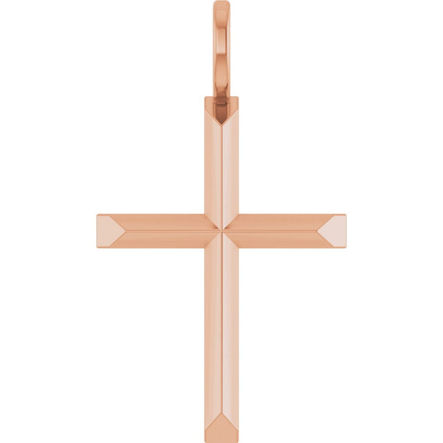 14K Rose Knife-Edge Cross Charm/Pendant