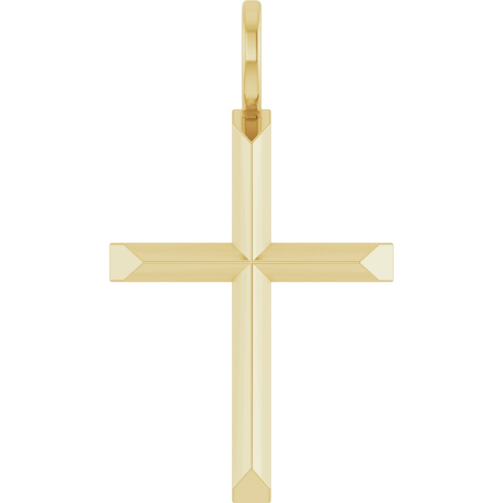 14K Yellow Knife-Edge Cross Pendant