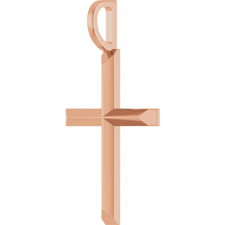 14K Rose Knife-Edge Cross Pendant