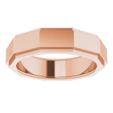 10K Rose 6 mm Stepped-Edge Geometric Half Round Band Size 10.5