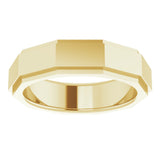 14K Yellow 6 mm Stepped-Edge Geometric Half Round Band Size 10