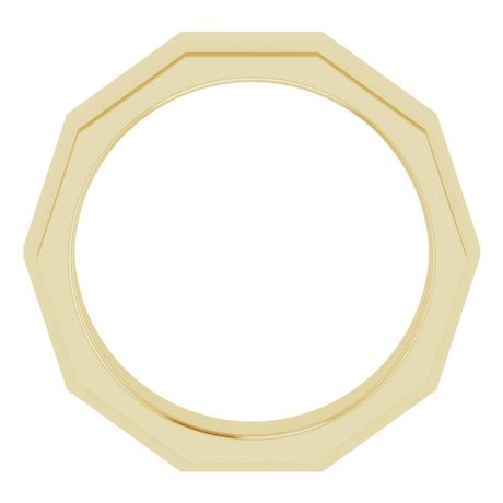 14K Yellow 6 mm Stepped-Edge Geometric Half Round Band Size 10