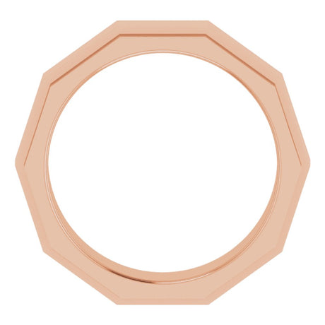 10K Rose 6 mm Stepped-Edge Geometric Half Round Band Size 10.5
