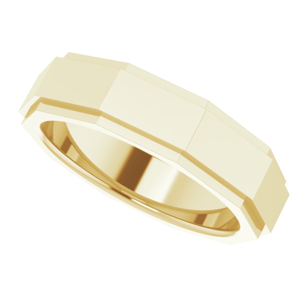 14K Yellow 6 mm Stepped-Edge Geometric Half Round Band Size 10