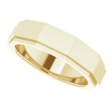 14K Yellow 6 mm Stepped-Edge Geometric Half Round Band Size 10
