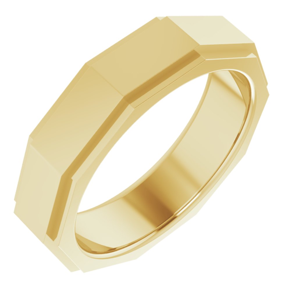14K Yellow 6 mm Stepped-Edge Geometric Half Round Band Size 10