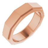 10K Rose 6 mm Stepped-Edge Geometric Half Round Band Size 10.5