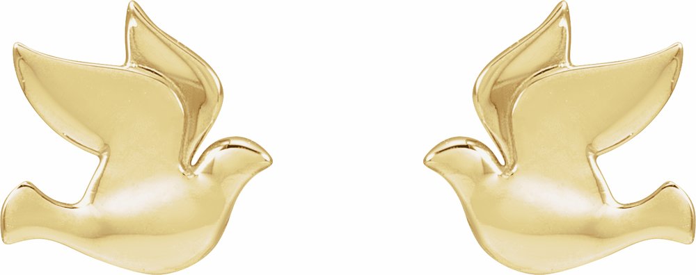 14K Yellow Holy Spirit Dove Earrings