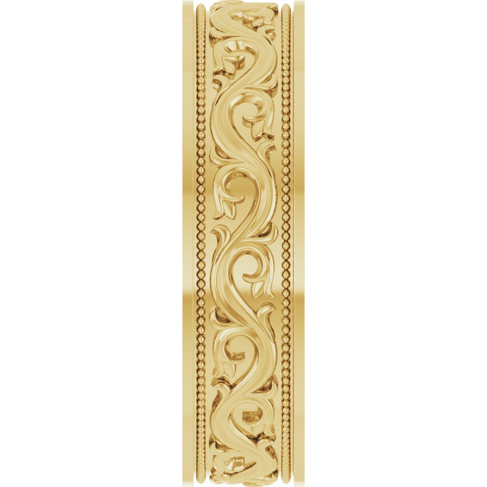 14K Yellow Gold 6 mm Milgrain Sculptural Flat Band Size 10