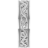 10K White Gold 6 mm Milgrain Sculptural Flat Band Size 10