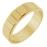 14K Yellow Gold 6 mm Chevron Grooved Flat Band Size 8