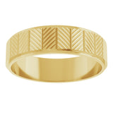 10K Yellow Gold 6 mm Chevron Grooved Flat Band Size 8