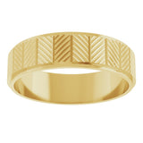 14K Yellow Gold 6 mm Chevron Grooved Flat Band Size 8