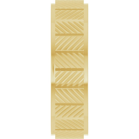 14K Yellow Gold 6 mm Chevron Grooved Flat Band Size 8