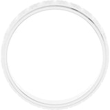14K White Gold 6 mm Chevron Grooved Flat Band Size 10