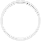14K White Gold 6 mm Chevron Grooved Flat Band Size 10