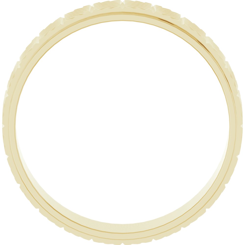 14K Yellow Gold 6 mm Chevron Grooved Flat Band Size 8