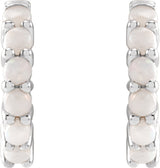 14K White Natural White Opal 12.21 mm Huggie Hoop Earrings