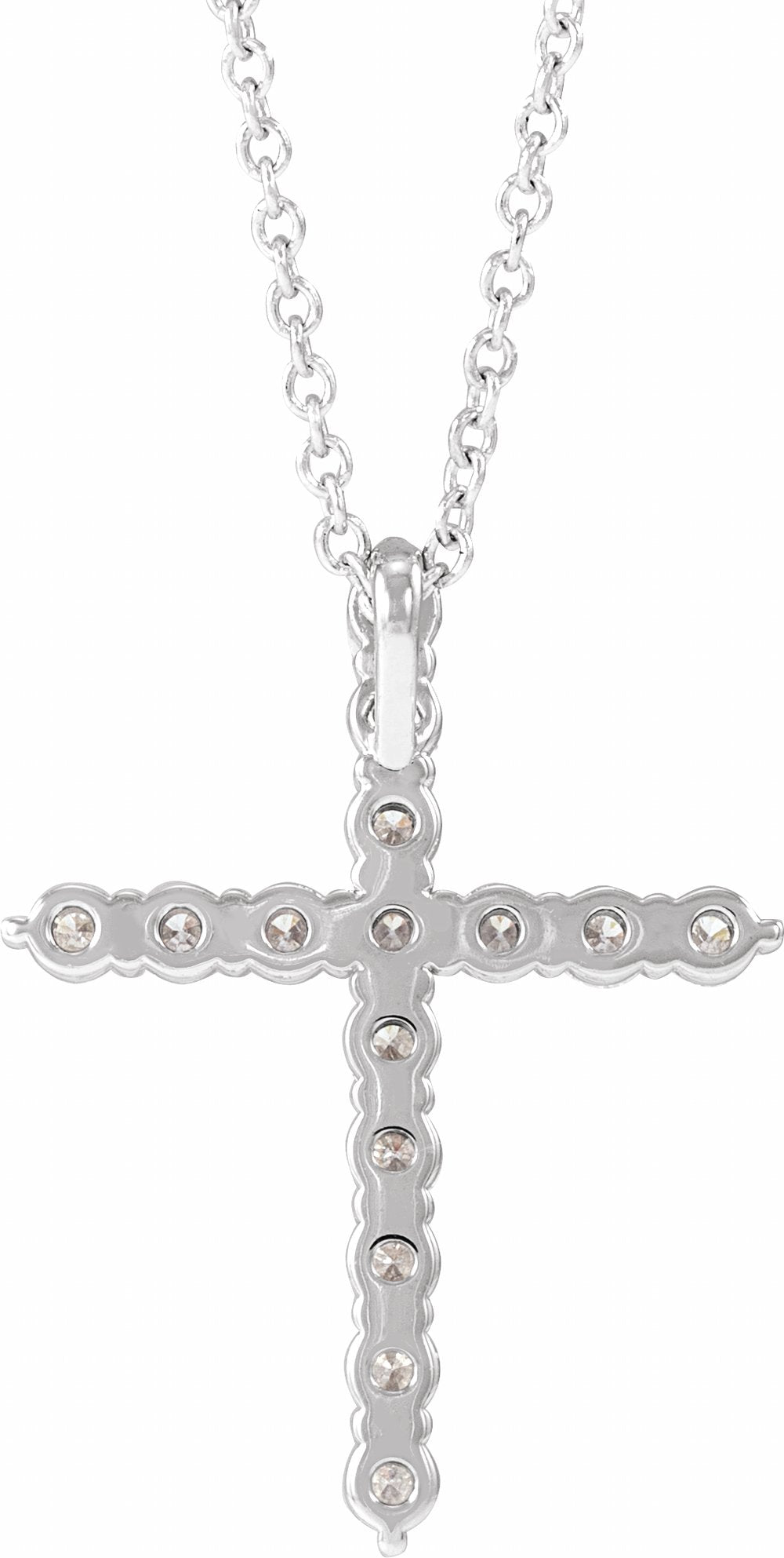 14K White 1/2 CTW Lab-Grown Diamond Cross 16-18" Necklace