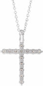 14K White 1/2 CTW Lab-Grown Diamond Cross 16-18" Necklace