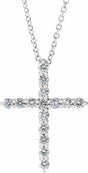 14K White 3/4 CTW Lab-Grown Diamond Cross 16-18" Necklace